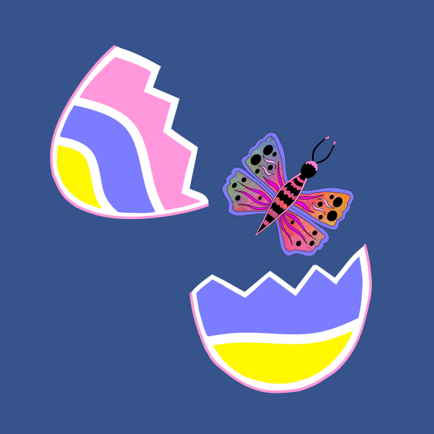 HAPPY Easter  Egg Butterfly - Easter Egg Art by SartorisArt1