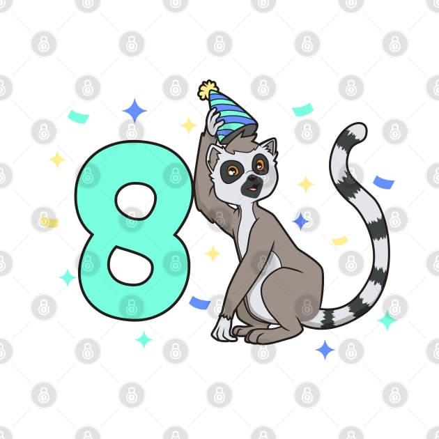 I am 8 with lemur - kids birthday 8 years old by Modern Medieval Design