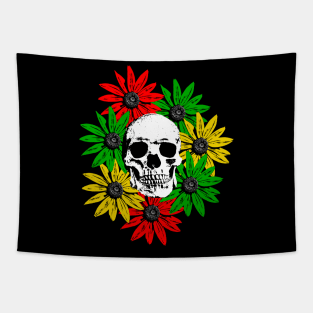 Flowers around a skull Tapestry