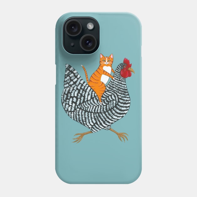 Ginger Cat Chicken Ride Phone Case by KilkennyCat Art