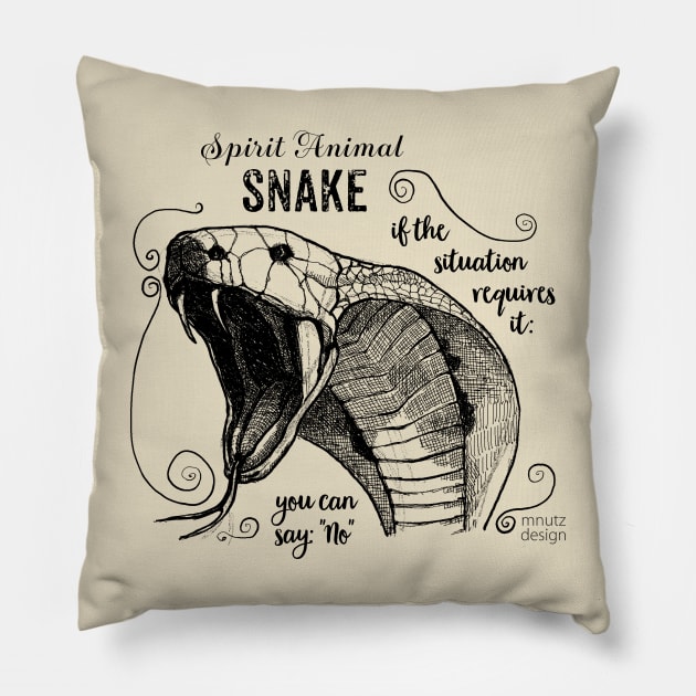 Spirit animal - Snake black Pillow by mnutz