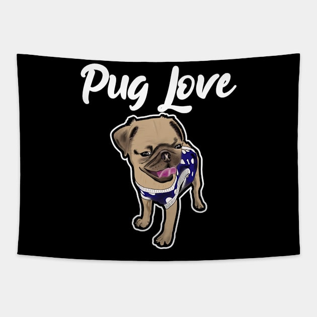 Pug love Tapestry by Carlosj1313