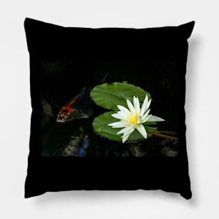 Meditation Wall Art Print - Water Lily and fish Meditation - canvas, Photo print, artboard print, poster Canvas Print Pillow