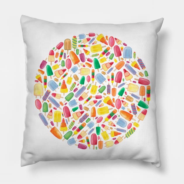 Ice Lolly Circle Pillow by Elena_ONeill