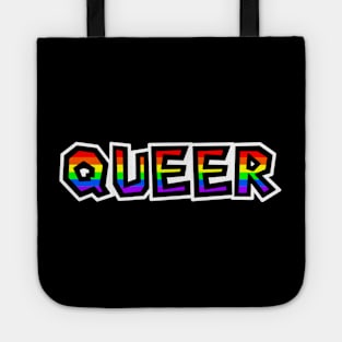 Queer Pride - Rainbow Flag Text - LGBTQ - Queer Tote