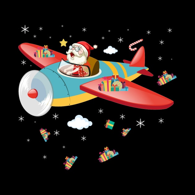 Christmas Santa Claus Pilot Flying Airplane TShirt Gift by mazurprop