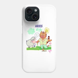 Zodiac Fun Aries Sheep and Cat Phone Case