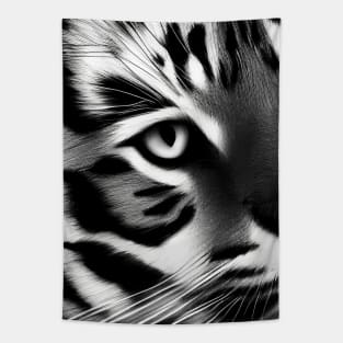 Tiger Face - White monochrome design Tapestry