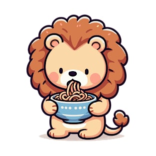 Cute lion Holding a bowl of ramen. T-Shirt