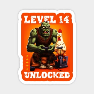 Level 14 Unlocked, Birthday - Zombie And Chicken #2 Magnet
