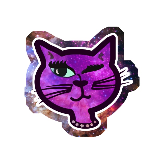 Cosmos Sparkle Winking Cat Nostalgia Design Winking Cat TShirt