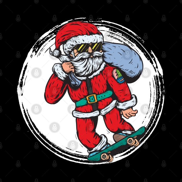 Santa Skateboarder Happy Christmas Merry Christmas Christmas Event Christmas Present Gift for Family for Dad for Mom for Friends for Kids by Abdelouafi Abajy