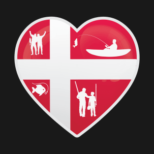 I Love Fishing Denmark Flag Fisherman Angler T-Shirt