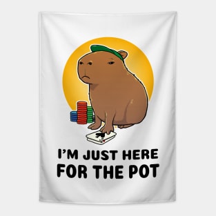 I'm just here for the pot Poker Capybara Tapestry