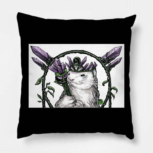 Crystal Queen Ferret Pillow by Nat Ewert Art