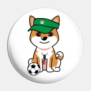 Funny orange dog is a soccer coach Pin