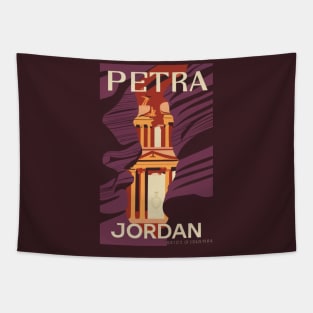 A Vintage Travel Art of Petra - Jordan Tapestry