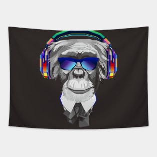 cool monkey with headphone Tapestry