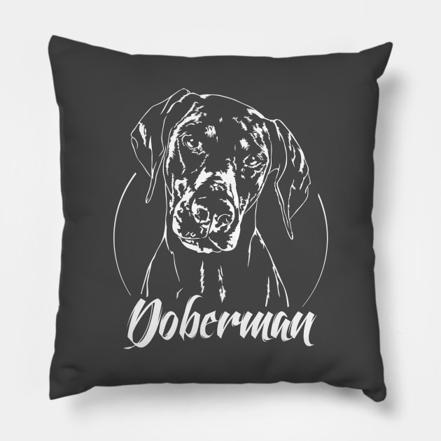 Funny Doberman Pinscher dog lover dog portrait Pillow by wilsigns