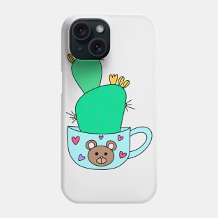 Cute Cactus Design #137: Green Cactus With Yellow Flowers In Cute Bear Mug Phone Case