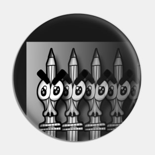Angry Pencil Fade Out Beige Black and White Pin