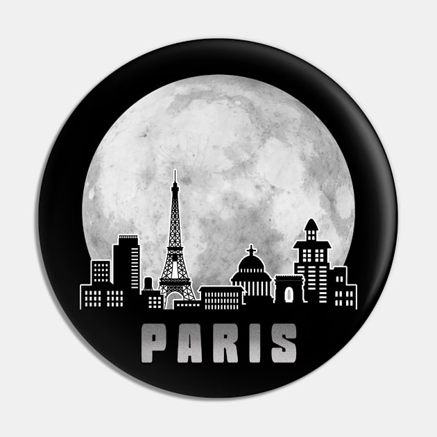 Paris France Skyline Full Moon Pin by travel2xplanet