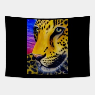 Leopard print t-shirt leopard profile picture hand painted Tapestry