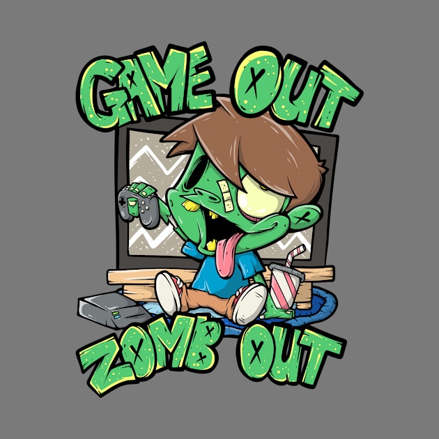 Video Game Playing Spooky Zombie Gamer kid by SWIFTYSPADE