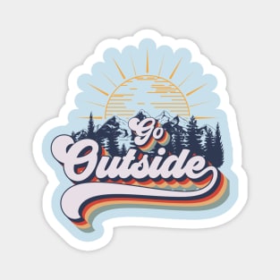 Go outside camping adventure, cute retro typography Magnet