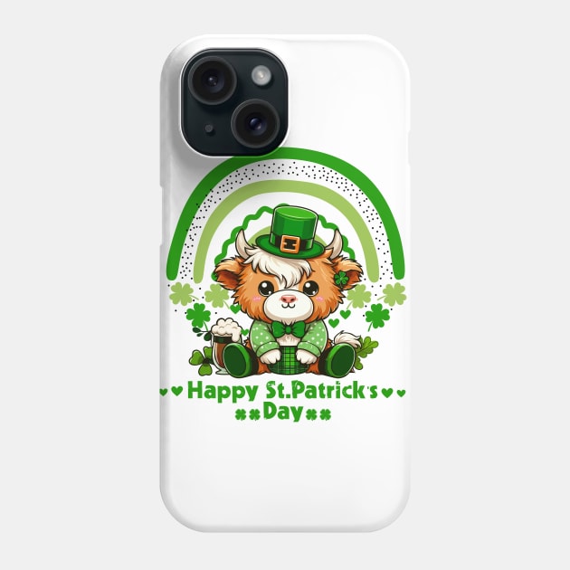 St. Patrick’s Day Highland Cow Luck of the Cute Highland: St. Paddy's Cow Phone Case by JessArty