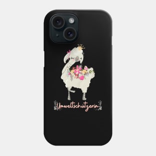 Alpaka Umwelt Schutz Prinzessin Blumen Süß.png Phone Case