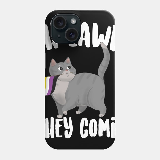 Oh Lawd They Comin' Non Binary Cat Phone Case by Eugenex