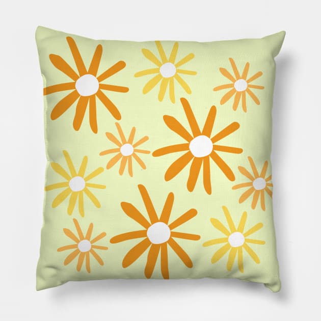 Simple Hand Drawn Flowers Pattern Pillow by Moshi Moshi Designs