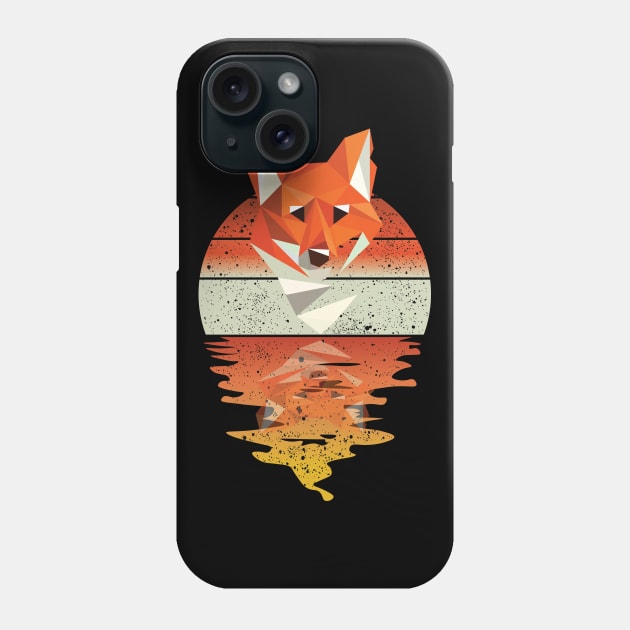 Vintage cute fox reflected on lights of moon T-Shirt Phone Case by mutarek