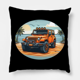 Jeep Wrangler JK Orange Beach Oval Pillow