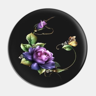 Purple Rose Green Pin