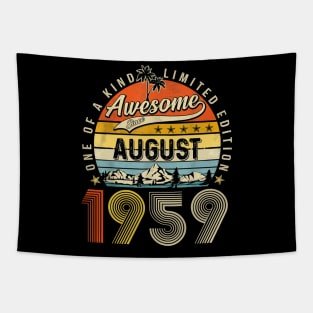 Awesome Since August 1959 Vintage 64th Birthday Tapestry