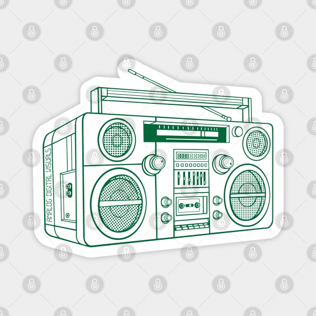 Boombox (Cadmium Green Lines) Analog / Music Magnet by Analog Digital Visuals