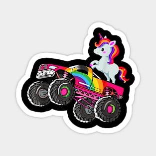 Girls Monster Truck Unicorn Rainbow Monster Truck Girl Women Magnet