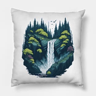 Waterfall in the forest Pillow