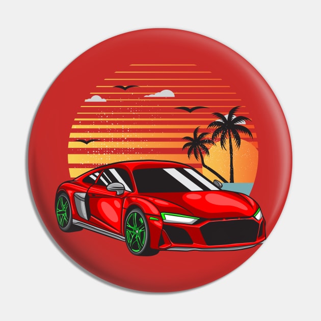 Red R8 on beach Pin by Car_Designer