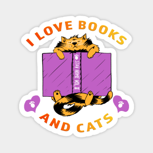 I love Books And Cats Magnet
