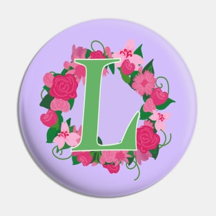 Monogram L, Personalized Floral Initial Pin