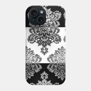 Striped Black & White Damask Wallpaper Phone Case