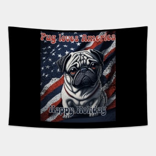 Pug 4th of July Tapestry