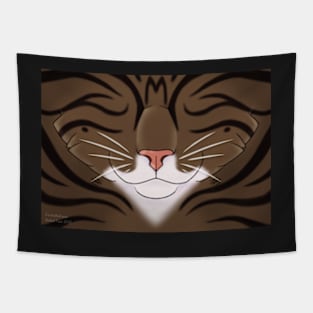 Brown Tabby Cat Face Tapestry