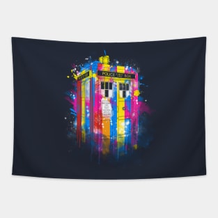 rainbow tardis Tapestry