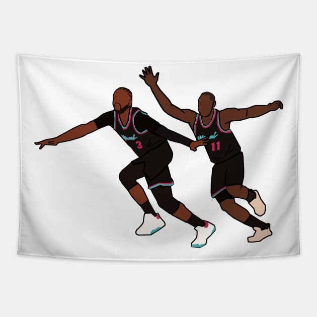 Dwyane Wade Game Winning Celebration - NBA Miami Heat Tapestry by xavierjfong