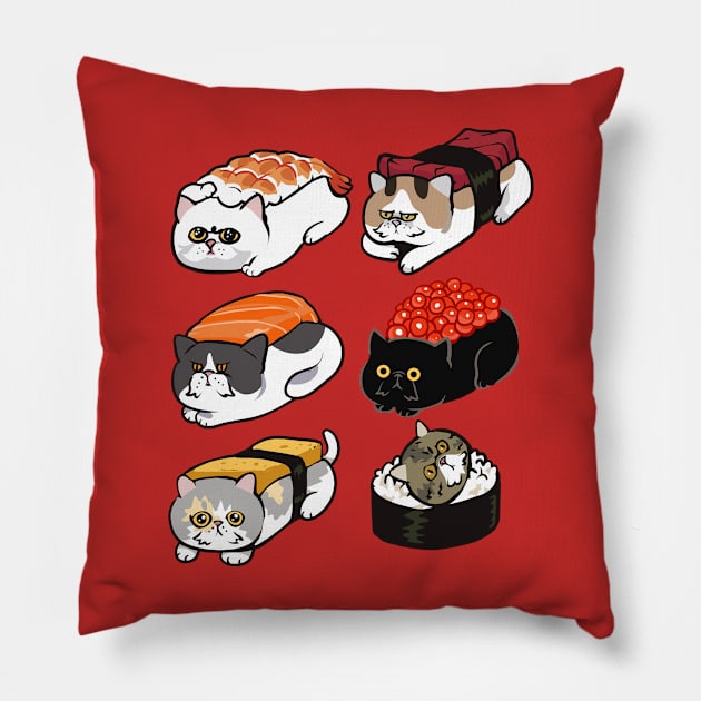 Sushi Exotic Shorthair Pillow by huebucket