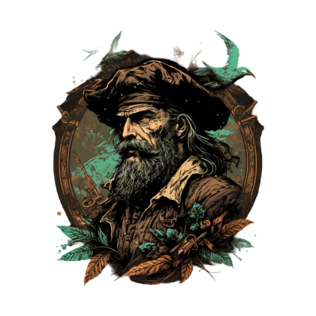 Vintage Pirate Captain Classic Art Design by JMG Digital